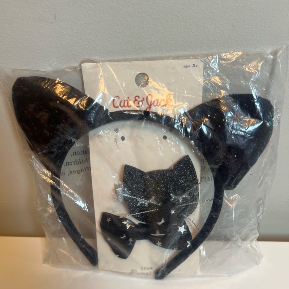 Cat & Jack Glittery Black Cat Ear Headband Set - Picture 1 of 3
